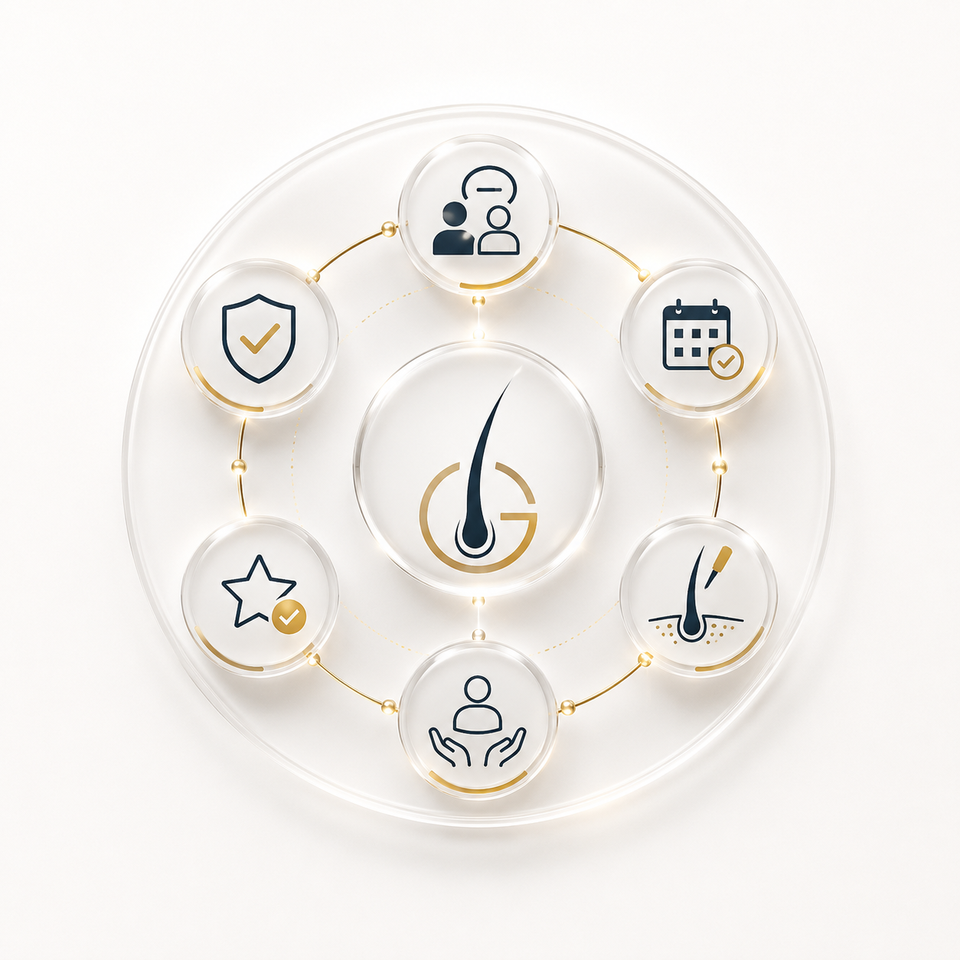 Client journey structure icon for HairGauge platform.