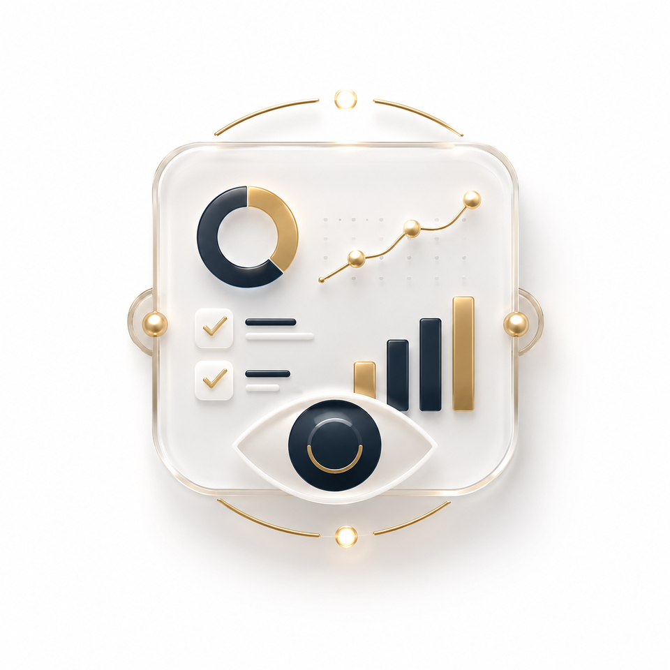 Reports and oversight icon for clinic activity visibility.