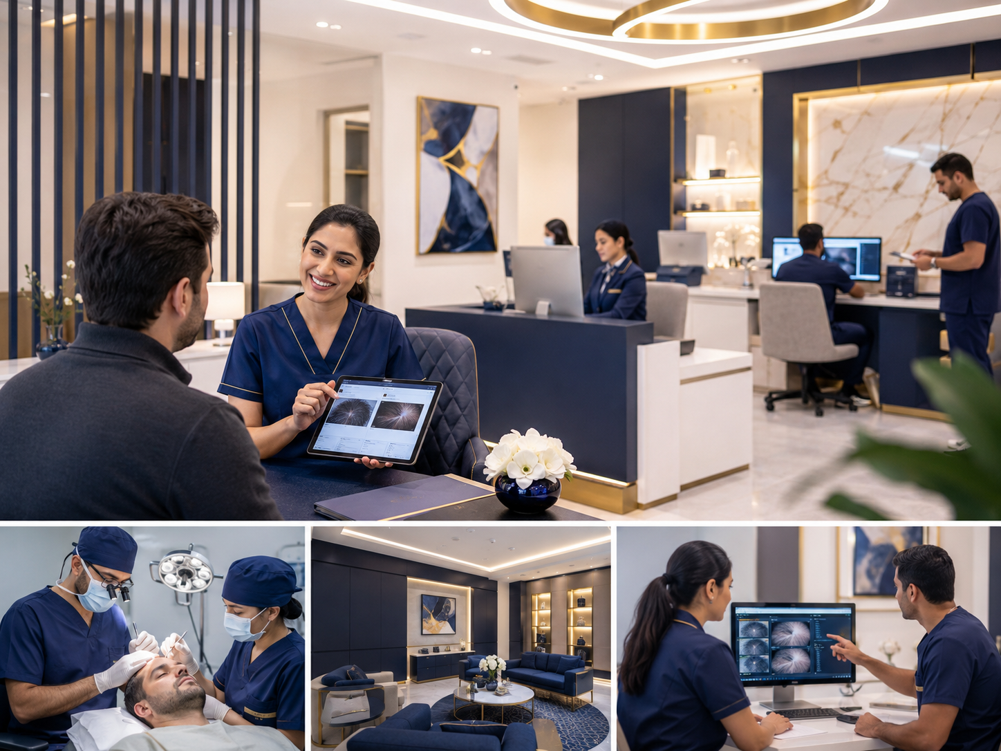 Premium hair transplant clinic team operating with structured consultation, technology, recovery support, and high professional standards.